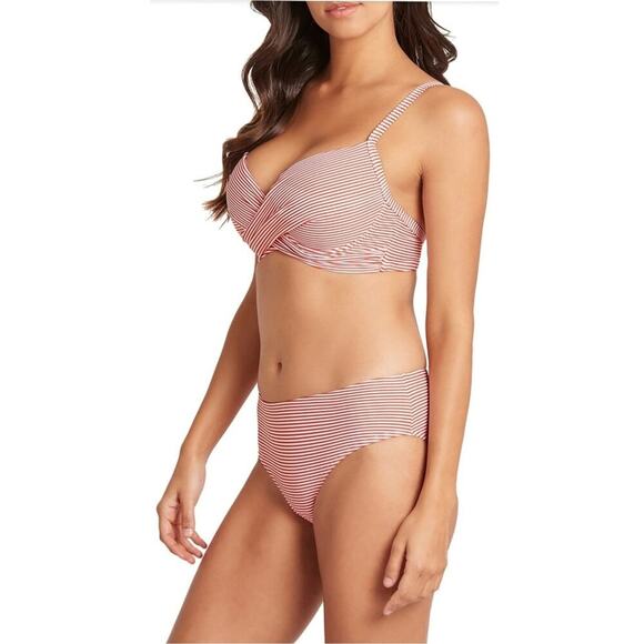 Nwtg Sea Level Positano Stripe Cross Bikini Bottom Size 4 - Picture 1 of 8
